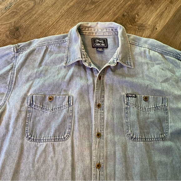 Vintage Cherokee Denim Long Sleeve button up shirt - Picture 3 of 7
